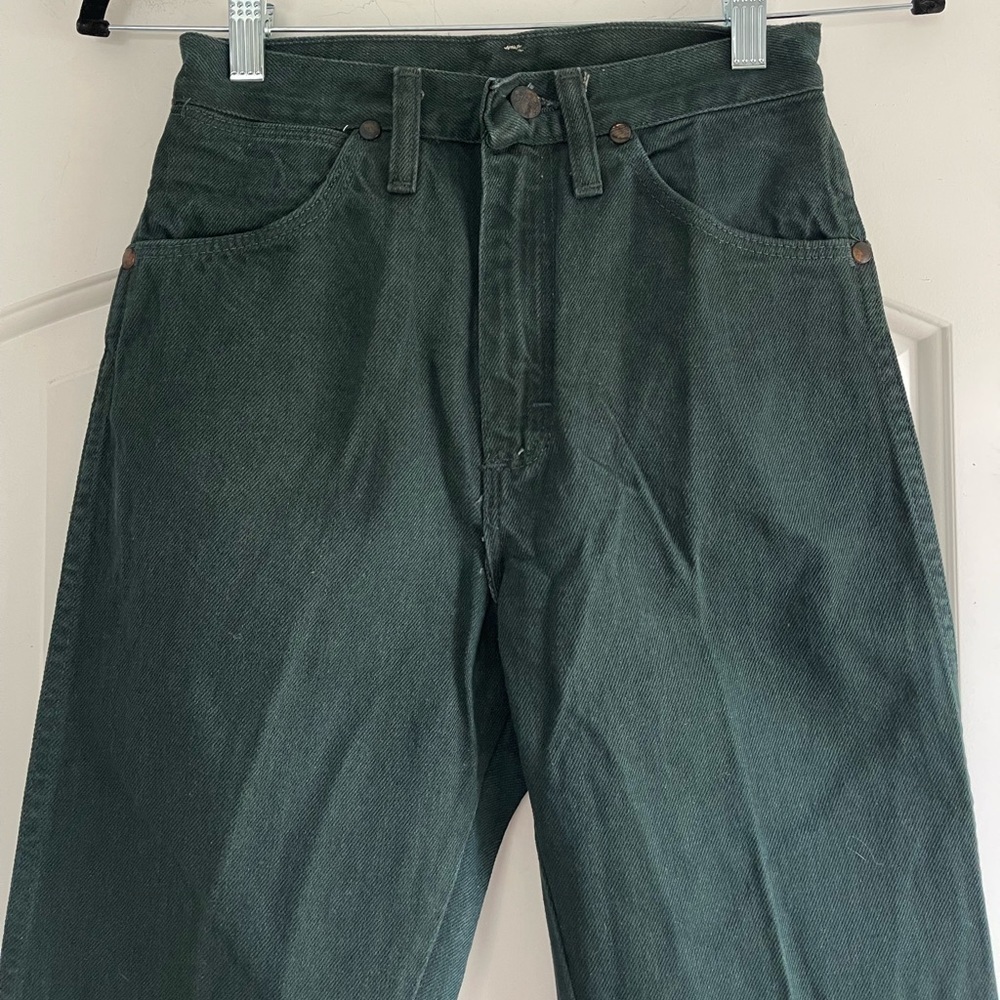 Deadstock Vintage Wrangler Cowboy Cut Straight Tapered Leg Jean Dark Green - Picture 5 of 9